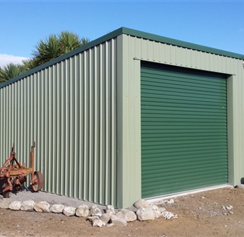 Double Bay Shed with Roller Doors