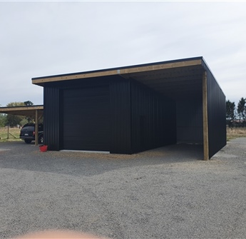 2-Bay Shed: Half enclosed with roller door